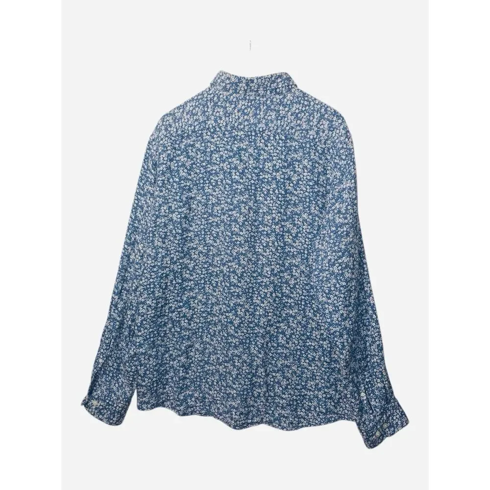 Banana Republic Shirt Mens XL Blue Floral Button Down Long Sleeve Untucked Fit